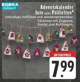 E-Center Edeka zuhause adventskalender jute oder pailletten Angebot
