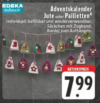 E-Center Edeka zuhause adventskalender jute oder pailletten Angebot