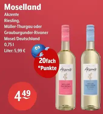 Getränke Hoffmann Moselland Akzente Riesling, Müller-Thurgau oder Grauburgunder-Rivaner Angebot