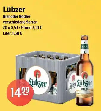 Getränke Hoffmann Lübzer Bier oder Radler Angebot