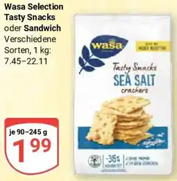 Globus Wasa Selection Tasty Snacks oder Sandwich Angebot