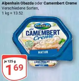 Globus Alpenhain Obazda oder Camembert Creme Angebot