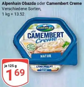 Globus Alpenhain Obazda oder Camembert Creme Angebot