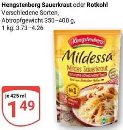 Globus Hengstenberg Sauerkraut oder Rotkohl Angebot