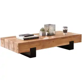 Netto Marken-Discount KADIMA DESIGN Couchtisch Industrie-Stil, Akazienholz & Schwarz Metall, 130x25x59 cm Angebot