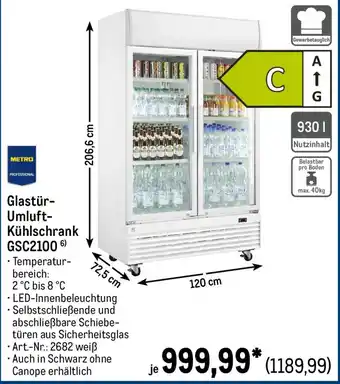 METRO METRO PROFESSIONAL Glastür- Umluft- Kühlschrank GSC2100 Angebot