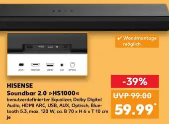 Kaufland HISENSE Soundbar 2.0 HS1000 Angebot