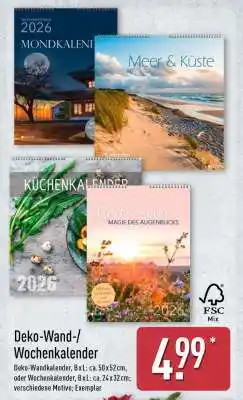 Aldi Nord Deko-Wand-/ Wochenkalender Angebot