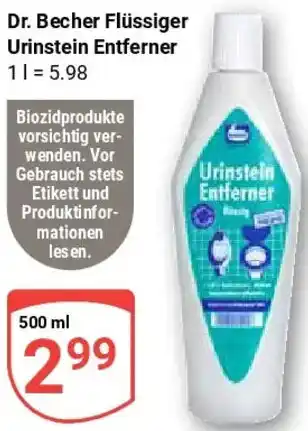 Globus Dr. Becher Flüssiger Urinstein Entferner Angebot