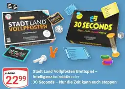 Globus Stadt Land Vollpfosten Brettspiel - Intelligenz ist relativ oder 30 Seconds - Nur die Zeit kann euch stoppen Angebot