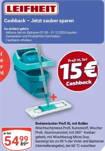 Globus LEIFHEIT Bodenwischer Profi XL mit Rollen Angebot