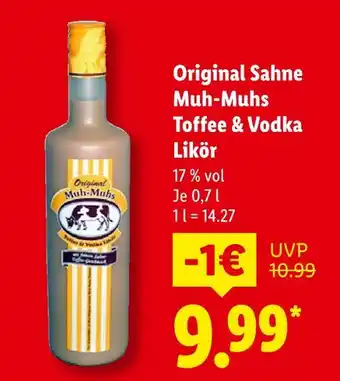 Lidl Original muh-muhs sahne muh-muhs toffee & vodka likör Angebot