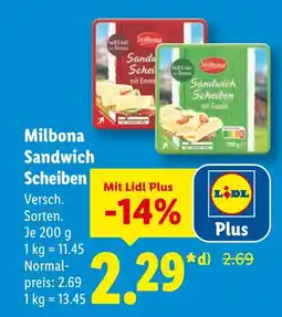 Lidl Milbona sandwich scheiben mit emmentaler Angebot