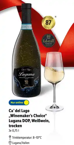 Lidl Ca’ del lago winemaker’s choice lugana dop, weißwein Angebot