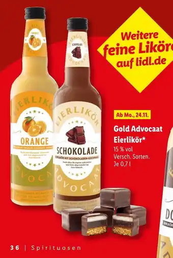 Lidl Gold advocaat eierlikör Angebot