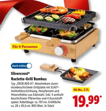 Lidl Silvercrest raclette-grill bambus Angebot
