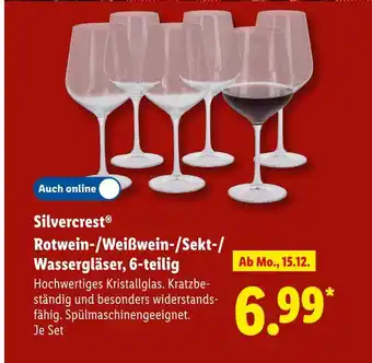 Lidl Silvercrest rotwein-/weißwein-/sekt-/wassergläser Angebot