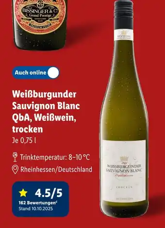 Lidl Weißburgunder sauvignon blanc qba Angebot
