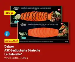 Lidl Deluxe asc geräucherte dänische lachsforelle Angebot