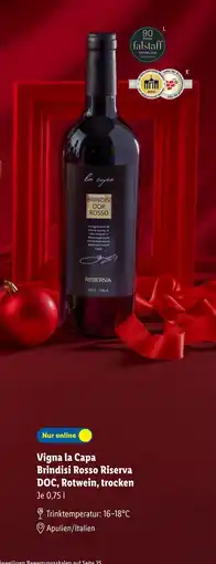 Lidl Vigna la capa brindisi rosso riserva doc, rotwein Angebot
