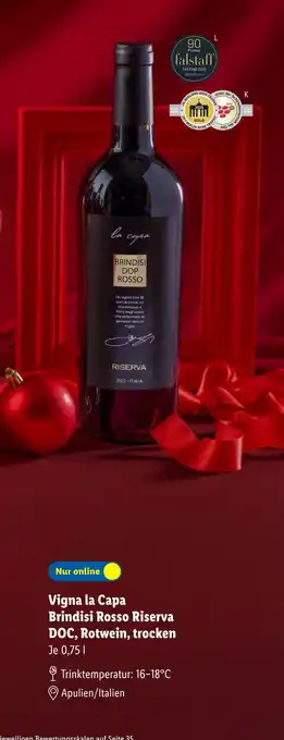 Lidl Vigna la capa brindisi rosso riserva doc, rotwein Angebot