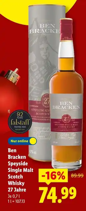 Lidl Ben bracken speyside single malt scotch whisky 27 jahre Angebot