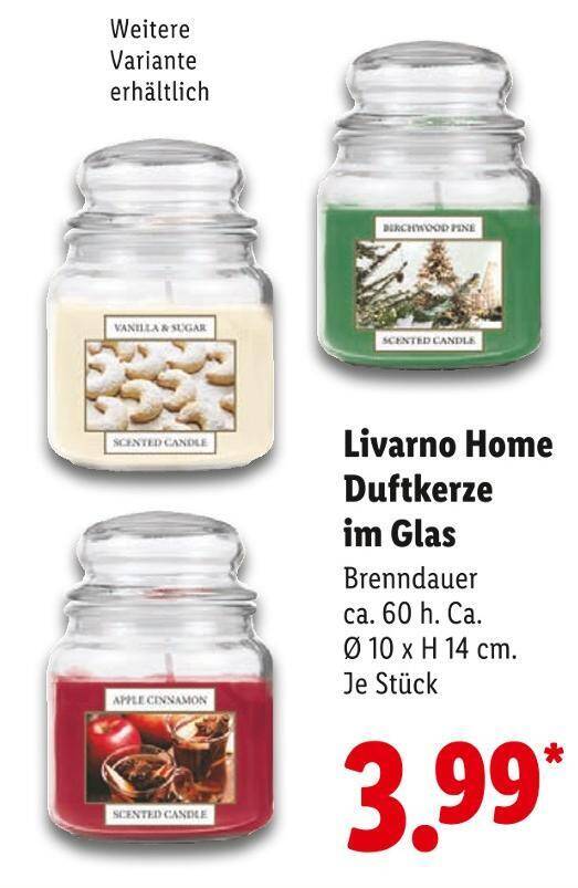 Livarno home vanilla & sugar duftkerze im glas Angebot bei Lidl