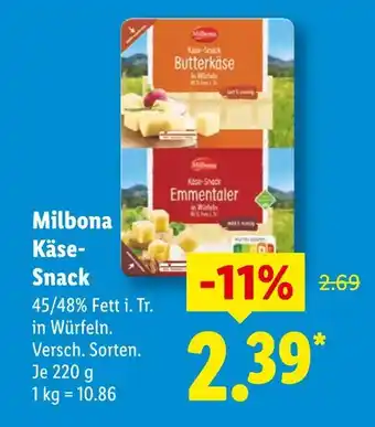 Lidl Milbona butterkäse käse-snack Angebot