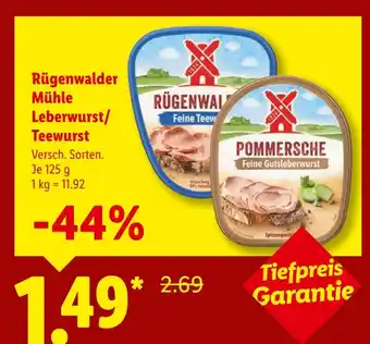 Lidl Rügenwalder mühle feine teewurst Angebot