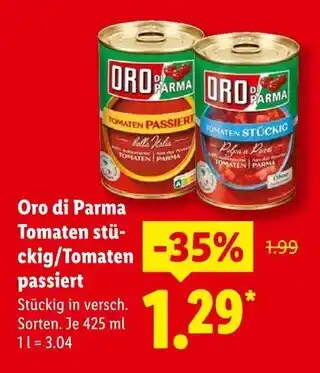 Lidl Oro di parma tomaten passiert Angebot