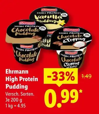 Lidl Ehrmann high protein chocolate pudding Angebot