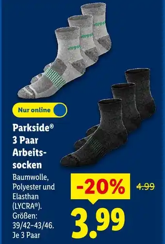 Lidl Parkside 3 paar arbeitssocken Angebot