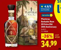 Lidl Planteray barbados rum xo extra old 20th anniversary Angebot