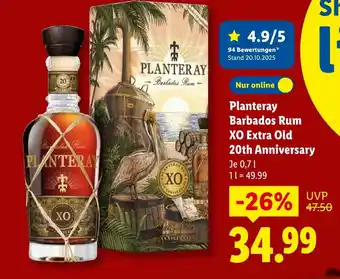 Lidl Planteray barbados rum xo extra old 20th anniversary Angebot