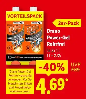 Lidl Drano power-gel rohrfrei Angebot