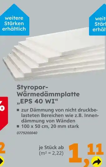 Globus Baumarkt Styropor-wärmedämmplatte eps 40 wi Angebot