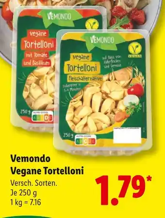 Lidl Vemondo vegane tortelloni mit tomate und basilikum Angebot