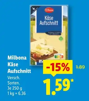 Lidl Milbona käse aufschnitt Angebot