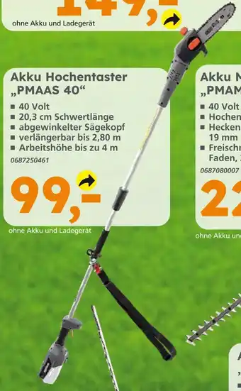 Globus Baumarkt Akku hochentaster „pmaas 40“ Angebot