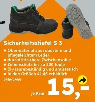 Globus Baumarkt Sicherheitsstiefel s 3 Angebot