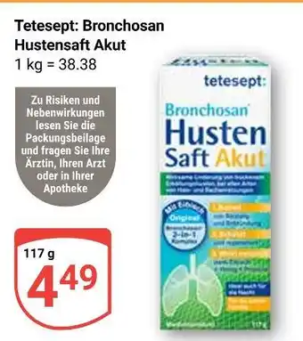 Globus Tetesept bronchosan hustensaft akut Angebot
