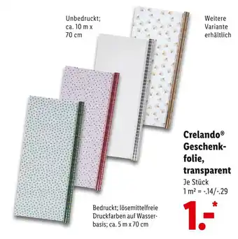Lidl Crelando geschenkfolie, transparent Angebot
