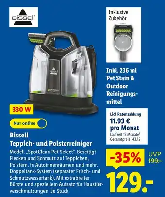 Lidl Bissell teppich- und polsterreiniger modell spotclean pet select Angebot