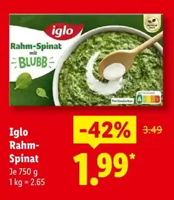 Lidl Iglo rahm-spinat mit blubb Angebot