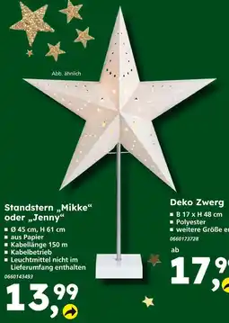 Globus Baumarkt Standstern mikke oder jenny Angebot