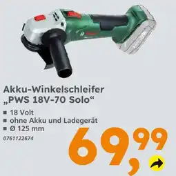 Globus Baumarkt Akku-winkelschleifer pws 18v-70 solo Angebot