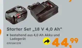 Globus Baumarkt Starter set „18 v 4,0 ah“ Angebot