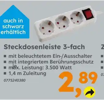 Globus Baumarkt Steckdosenleiste 3-fach Angebot