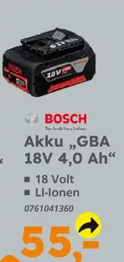 Globus Baumarkt Bosch akku „gba 18v 4,0 ah“ Angebot