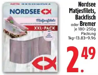 Edeka Nordsee Matjesfilets, Backfisch oder Bremer Angebot